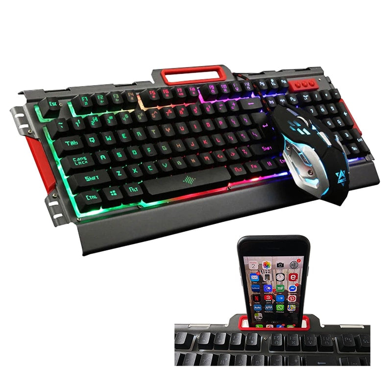 Gaming LED Tastatur med Mobilholder – Vandtæt Design